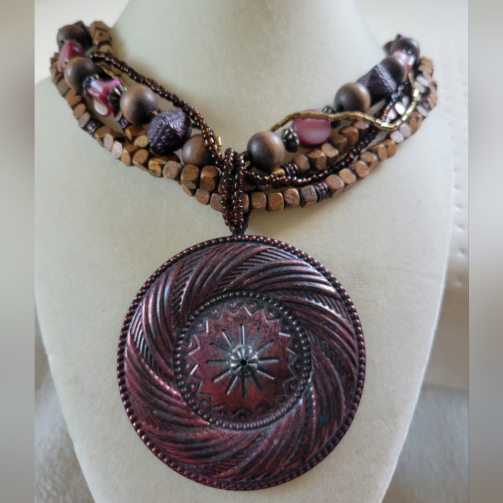 Stunning Multi-Strand Tribalesque Boho Beaded Med… - image 5